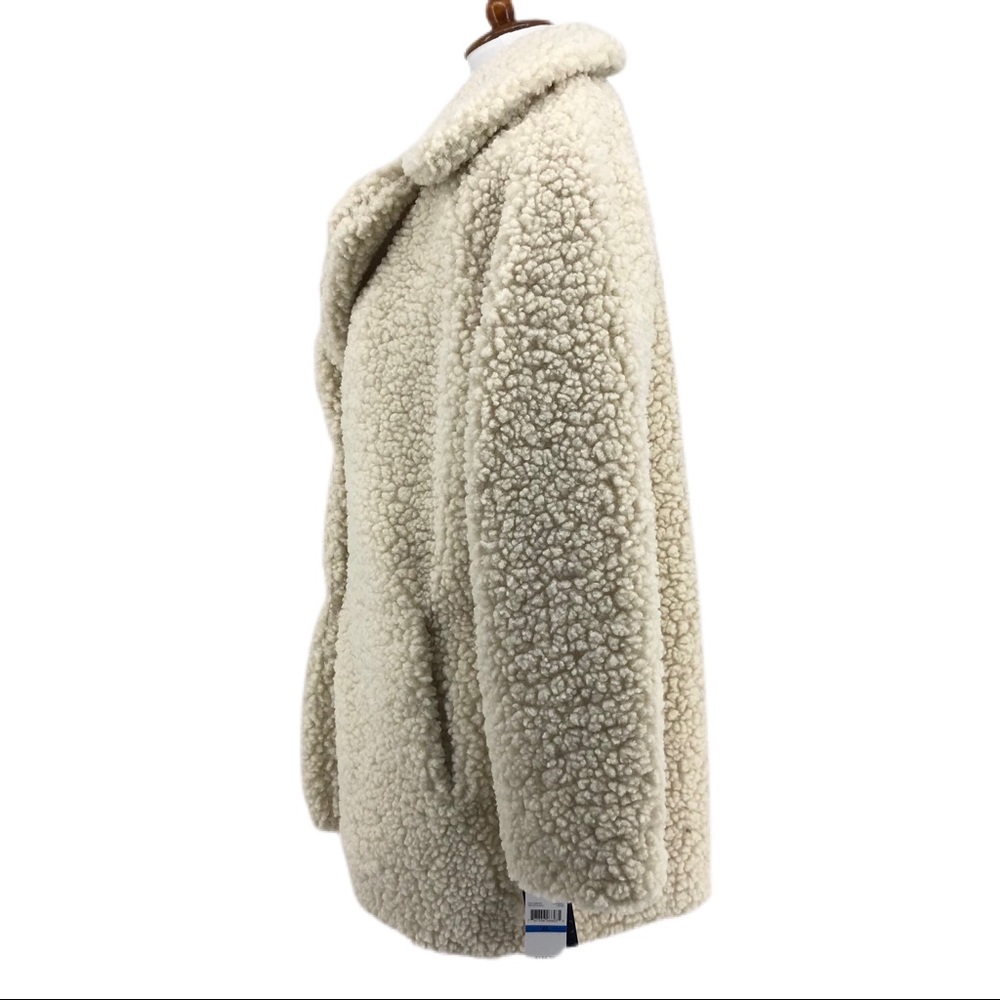 Lucky Brand Oatmeal Faux Shearling Snap Button Coat Jacket - Picture 4 of 11